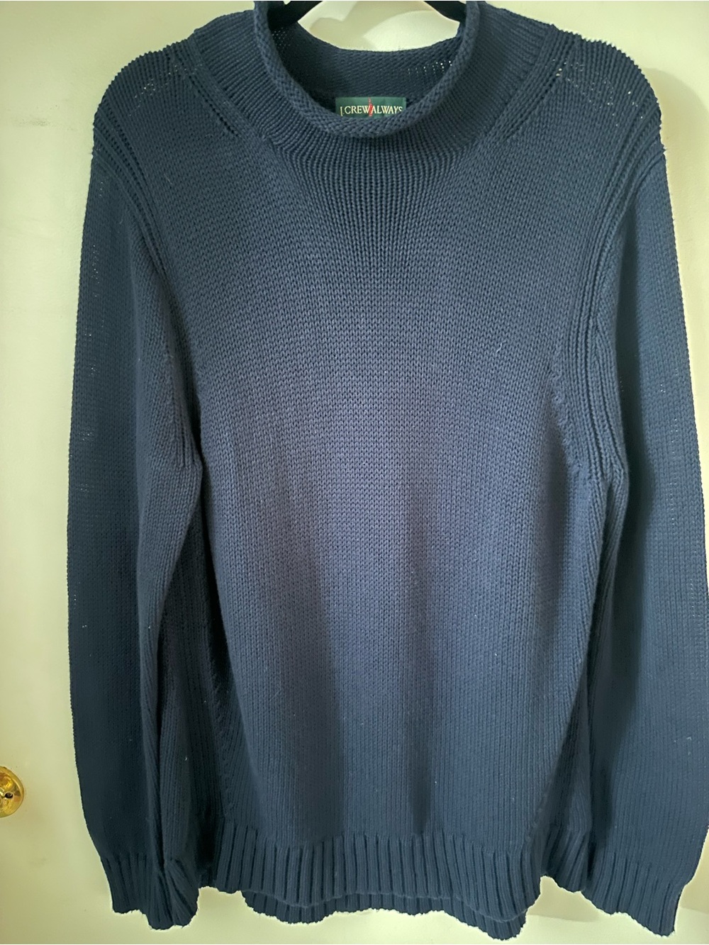 J.Crew Always XXL Navy Blue 100% Cotton Crewneck Roll Neck Sweater